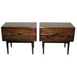 Pair of Bedside Tables in French Mahogany with Brass Trim Pair of Bedside Tables in French Mahogany with Brass Trim