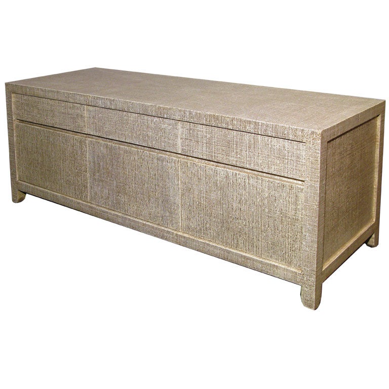 Commode Covered in Grass Cloth by Karl Springer