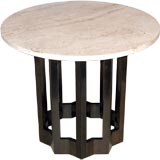 Sculptural Side Table with Travertine Top by Harvey Probber