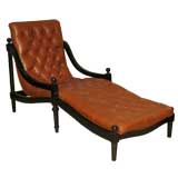 Chaise with Sculpted Mahogany Frame and Tufted Upholstery