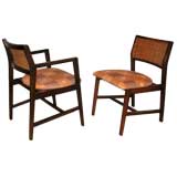 Set of 8 Dining Chairs with Caned Backs by Edward Wormley