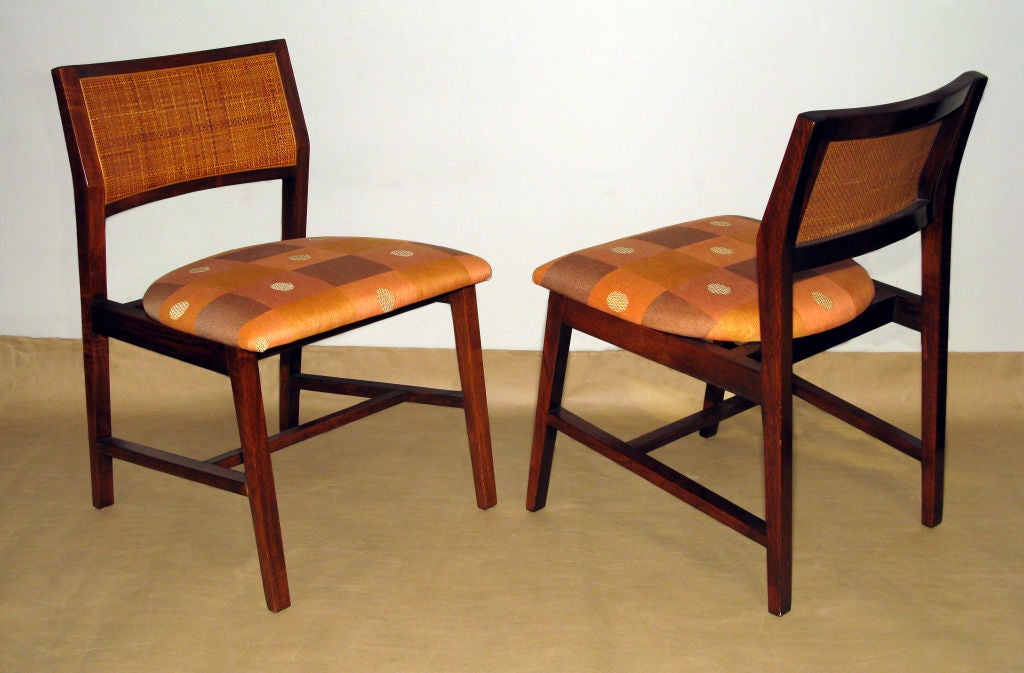 Set of 8 Dining Chairs with Caned Backs by Edward Wormley