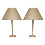 Pair of Elegant Table Lamps in Brass with Ball Feet