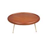 Round Coffee Table with Brass Legs by T.H. Robsjohn-Gibbings