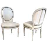 Set of 4 Hand-Carved Side Chairs with Leather and Studs Set of 4 Hand-Carved Side Chairs with Leather and Studs