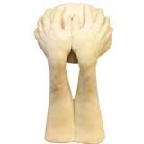 Cast Plaster Table Lamp of Hands Holding Shade by Etts