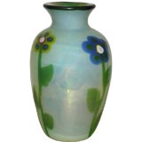 Hand-Blown Glass Vase with Colorful Flowers by A.V.E.M.