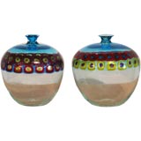 2 Hand-Blown Vases with Murrhines by Luciano Ferro