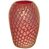 Hand-Blown Glass Vase with Geometric Decoration by Giulio Radi