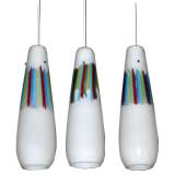 3 Hand-Blown Glass Pendant Lights by Vistosi