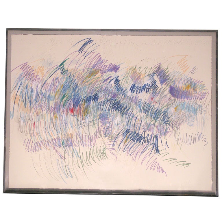 Monumental Abstract Pastel Drawing in Acrylic by George Vihos