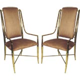 Set of 8 Dining Chairs in Brass with Bamboo Motif by Mastercraft