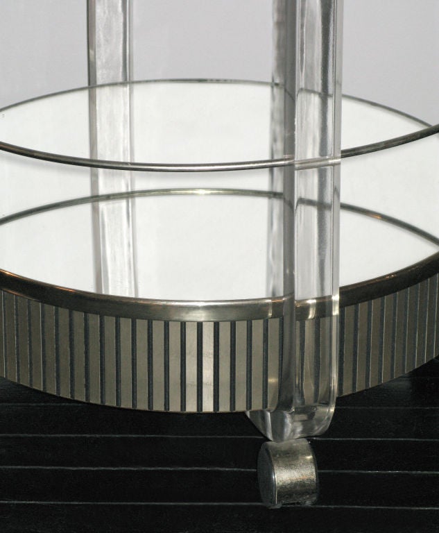 Round Serving Cart in Lucite with Channeled Base