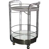 Round Serving Cart in Lucite with Channeled Base
