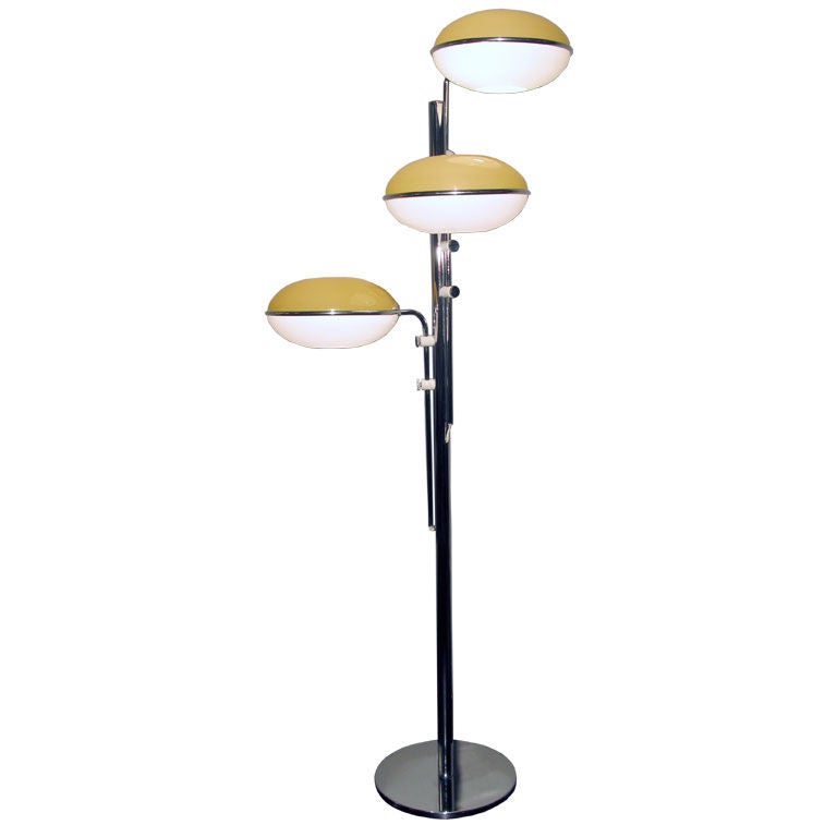 Triple Globe Floor Lamp with Yellow and White Shades at 1stDibs