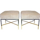 Pair of X-Base Benches in Brass by Paul McCobb