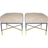 Pair of X-Base Benches in Brass by Paul McCobb