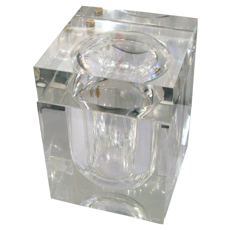 Solid Lucite Ice Bucket by Albrizzi