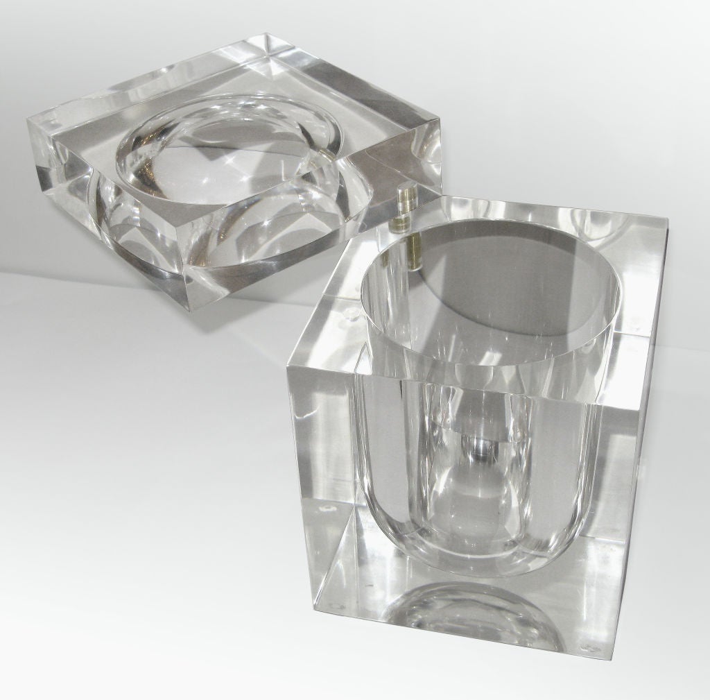 Solid lucite ice bucket by Albrizzi, American 1970's