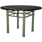 Table with Patinated Metal Base and Marble Top by Wilmotte