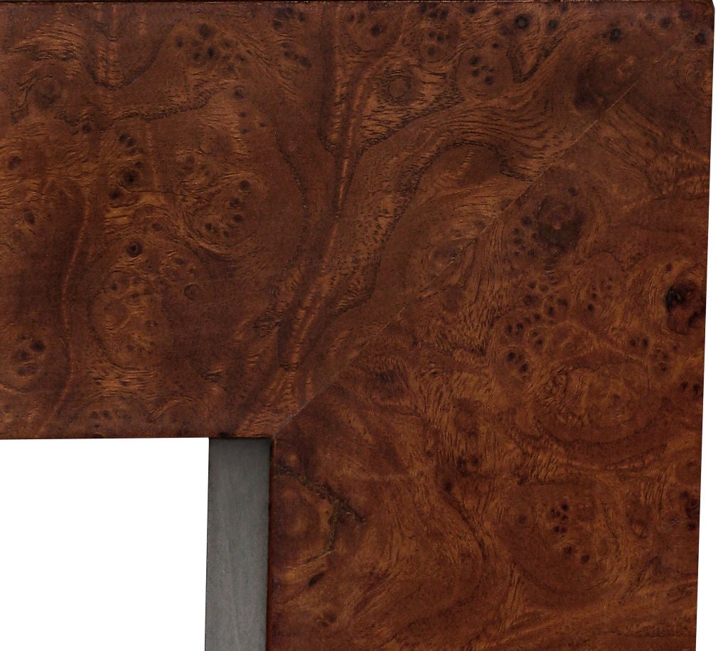 Coffee Table in Italian Burl with Inset Bronze Mirrors For Sale 1