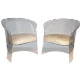 Pair of Barrel Back Chairs in Molded Lucite