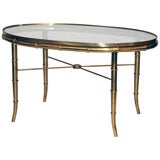 Coffee Table in Brass with Bamboo Motif by Mastercraft