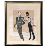 Original Watercolor Inscribed by Pierre Cardin