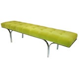 Bench with Sculptural Chrome Base and Tufted Seat