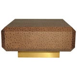 Coffee Table Covered in Embossed Leather by Karl Springer