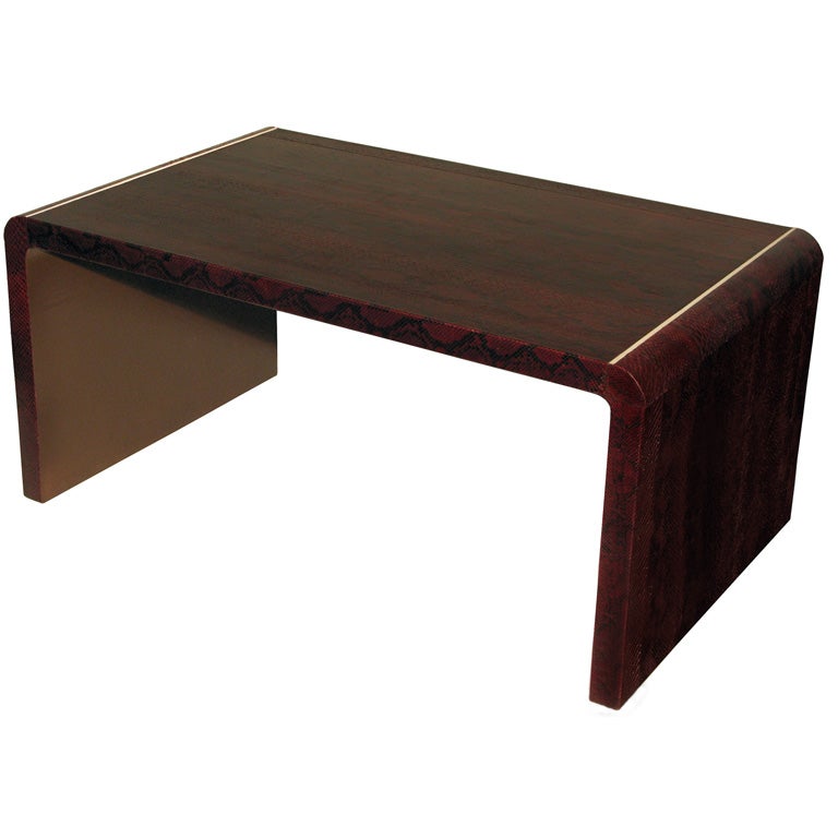 Coffee Table in Python with Ivory Inlays by Karl Springer at 1stDibs