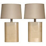 Pair of Table Lamps Covered in Lacquered Goatskin