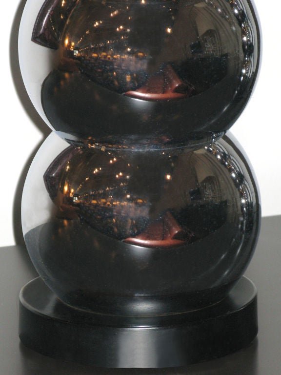 Pair of Table Lamps with Polished Chrome Spheres