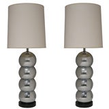 Pair of Table Lamps with Polished Chrome Spheres