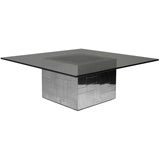 Coffee Table with Tesselated Chrome Base by Paul Evans
