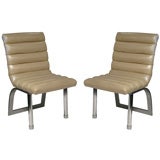 Vintage Set of 8 Dining Chairs with Pearlescent Leather by Jay Spectre