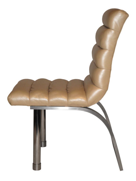 Set of 8 Dining Chairs with Pearlescent Leather by Jay Spectre
