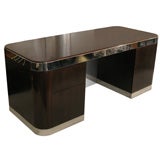 Vintage FX Desk in Mahogany and Stainless Steel by Stanley Jay Friedman