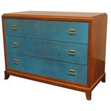 Chest of Drawers with Blue Leather by Tommi Parzinger