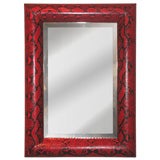 Mirror with Frame Covered in Red Python by Karl Springer