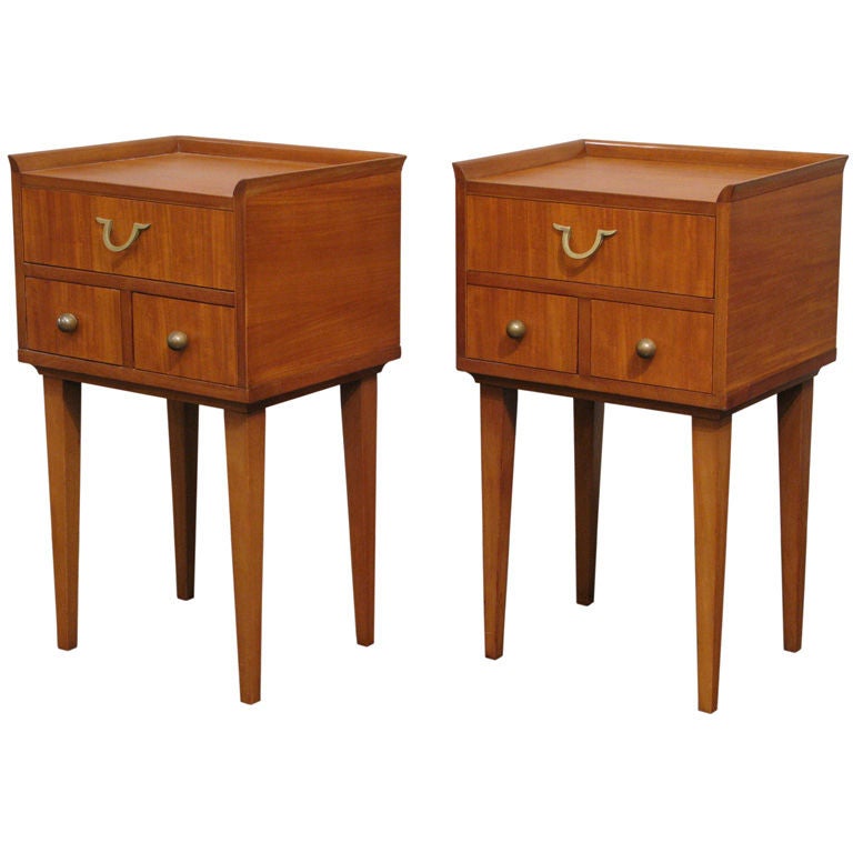 Pair of Elegant Bedside Tables in Teak at 1stdibs