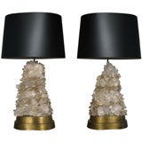 Pair of Rock Crystal Table Lamps by Carole Stupell