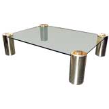 Large coffee Table with Brass Sculpture Legs by Karl Springer