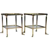 Pair of Chic Tables in Brass with Human Hands and Feet