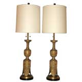 Pair of Large Brass Egyptian Style Table Lamps