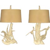 Pair of Large Artistic Driftwood Sculpture Lamps
