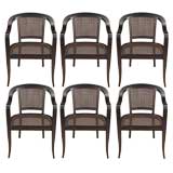 Set of 6 Dining Chairs with Canes Backs and Seats