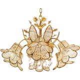 Chandelier with Beaded Flower and Crystals Chandelier with Beaded Flower and Crystals