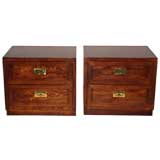 Pair of Campaign Style Bedside Tables by Henredon