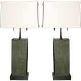 Pair of Table Lamps with Shagreen Panels by Karl Springer